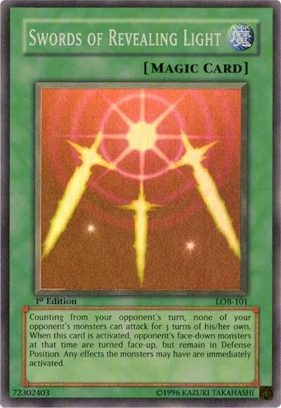 Swords of Revealing Light LOB-101 Unlimited Yu-Gi-Oh card from The Legend of Blue Eyes White Dragon