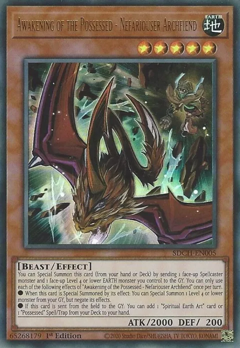 Awakening of the Possessed - Nefariouser Archfiend SDCH-EN005 Yu-Gi-Oh card from Structure Deck: Spirit Charmers