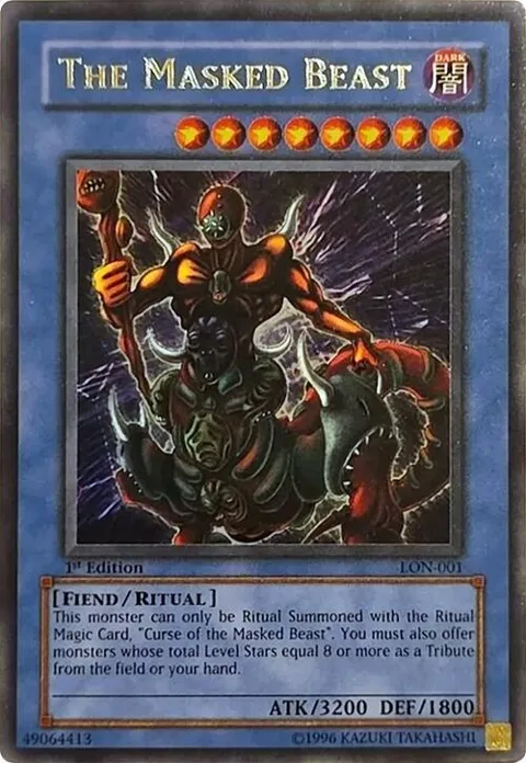 The Masked Beast LON-001 1st Edition Yu-Gi-Oh card from Labyrinth of Nightmare
