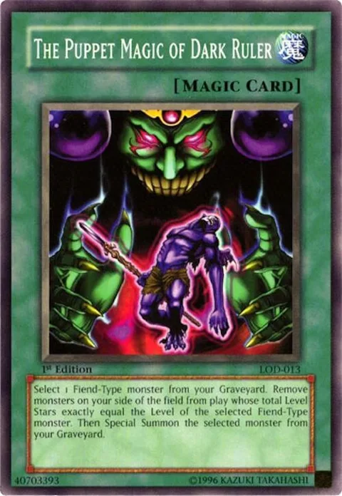The Puppet Magic of Dark Ruler LOD-013 Yu-Gi-Oh card from Legacy of Darkness