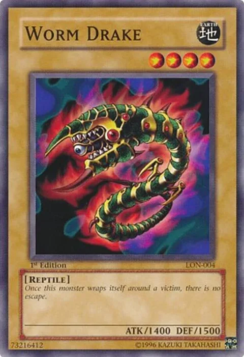Worm Drake LON-004 1st Edition Yu-Gi-Oh card from Labyrinth of Nightmare