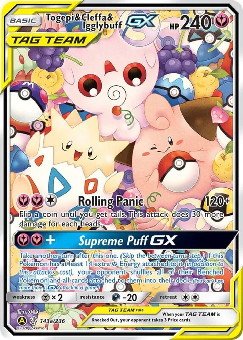 Togepi & Cleffa & Igglybuff GX #143a/236 Holofoil Pokémon card from Alternate Art Promos