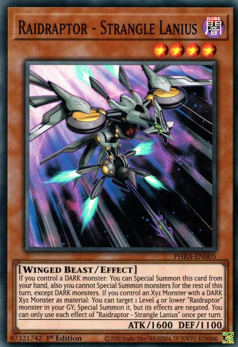 Raidraptor - Strangle Lanius PHRA-EN005 Yu-Gi-Oh card from Phantom Rage