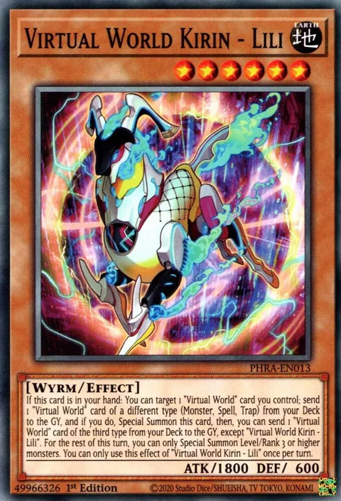 Virtual World Kirin - Lili PHRA-EN013 Yu-Gi-Oh card from Phantom Rage