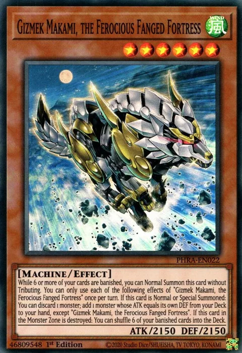 Gizmek Makami, the Ferocious Fanged Fortress PHRA-EN022 Yu-Gi-Oh card from Phantom Rage