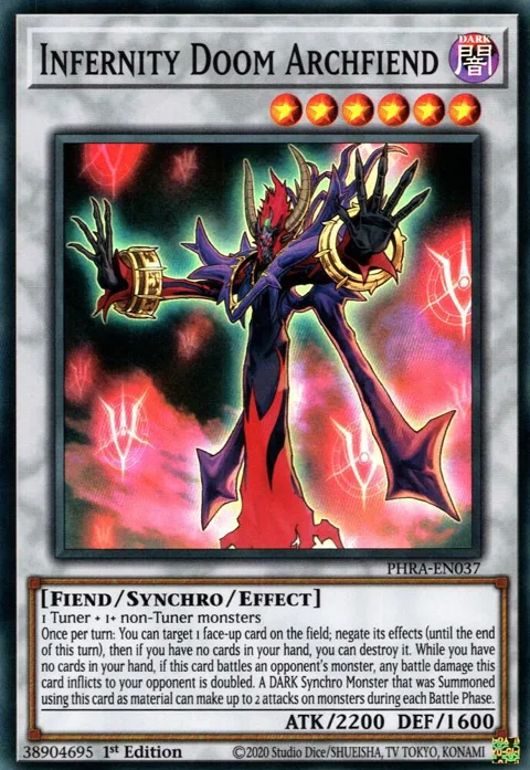 Infernity Doom Archfiend PHRA-EN037 Yu-Gi-Oh card from Phantom Rage