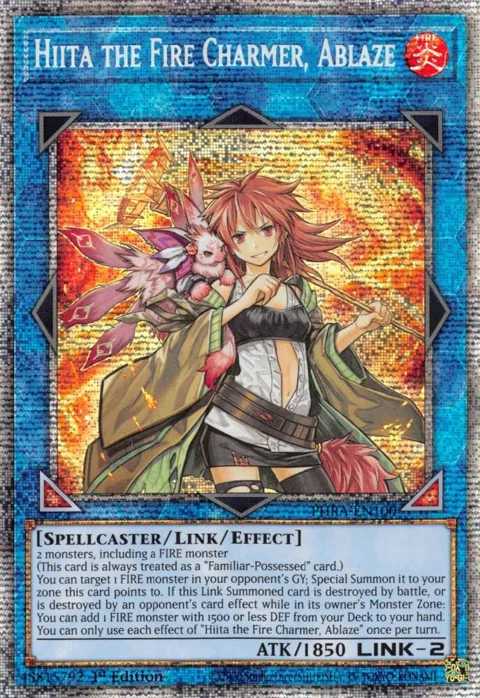 Hiita the Fire Charmer, Ablaze Starlight Rare PHRA-EN100 Yu-Gi-Oh card from Phantom Rage