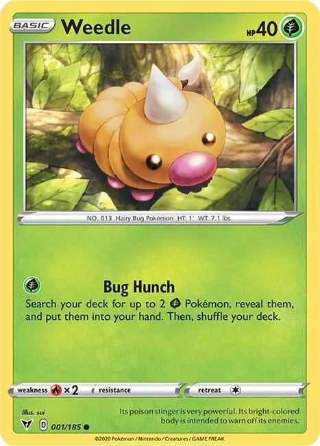Weedle #001/185 Pokémon card from Vivid Voltage