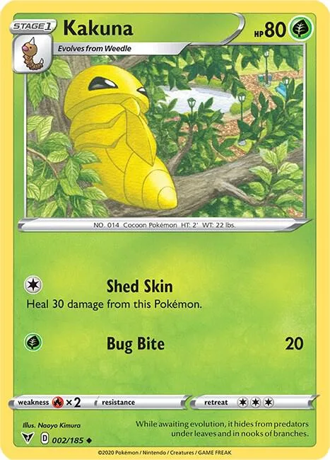Kakuna #002/185 Reverse Holofoil Pokémon card from Vivid Voltage