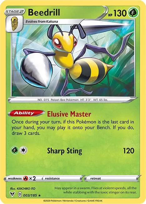 Beedrill #003/185 Reverse Holofoil Pokémon card from Vivid Voltage