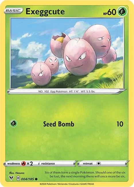 Exeggcute #004/185 Reverse Holofoil Pokémon card from Vivid Voltage
