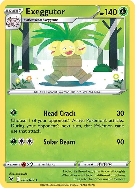 Exeggutor #005/185 Reverse Holofoil Pokémon card from Vivid Voltage