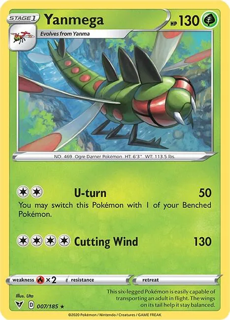 Yanmega #007/185 Pokémon card from Vivid Voltage