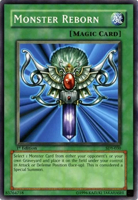 Monster Reborn SDY-030 Unlimited Yu-Gi-Oh card from Starter Deck: Yugi