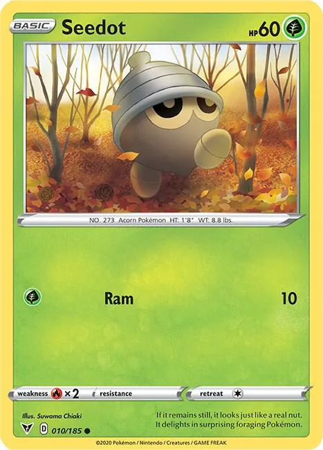 Seedot #010/185 Reverse Holofoil Pokémon card from Vivid Voltage