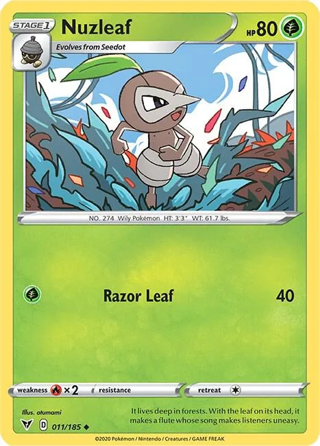 Nuzleaf #011/185 Pokémon card from Vivid Voltage