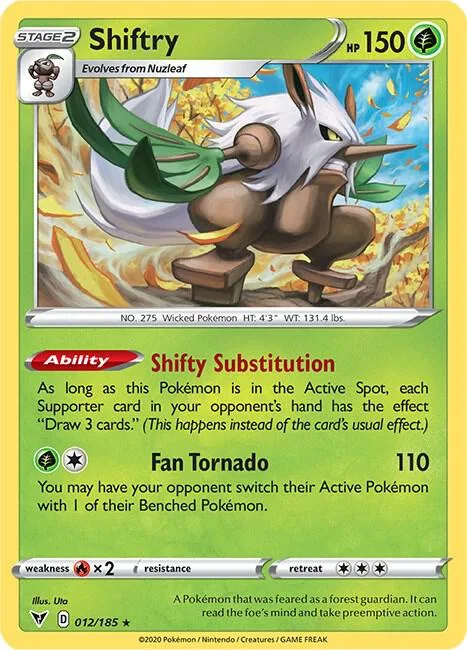 Shiftry #012/185 Pokémon card from Vivid Voltage