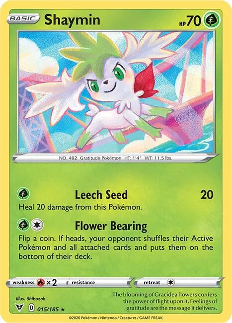 Shaymin #015/185 Holofoil Pokémon card from Vivid Voltage