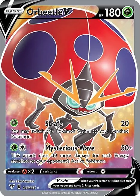 Orbeetle V Full Art #166/185 Holofoil Pokémon card from Vivid Voltage