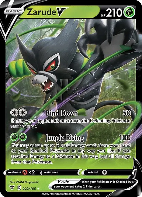 Zarude V #022/185 Holofoil Pokémon card from Vivid Voltage