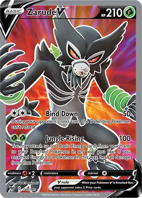Zarude V Full Art #167/185 Holofoil Pokémon card from Vivid Voltage