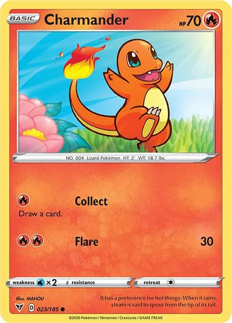 Charmander #023/185 Reverse Holofoil Pokémon card from Vivid Voltage