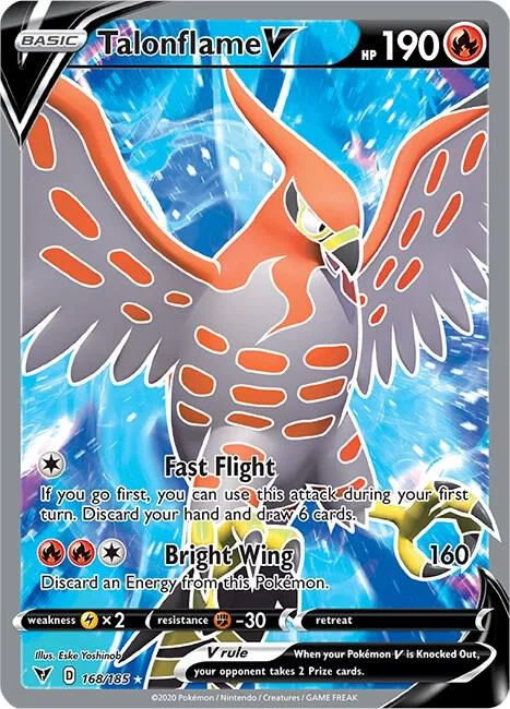 Talonflame V Full Art #168/185 Holofoil Pokémon card from Vivid Voltage