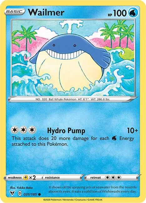 Wailmer #031/185 Reverse Holofoil Pokémon card from Vivid Voltage