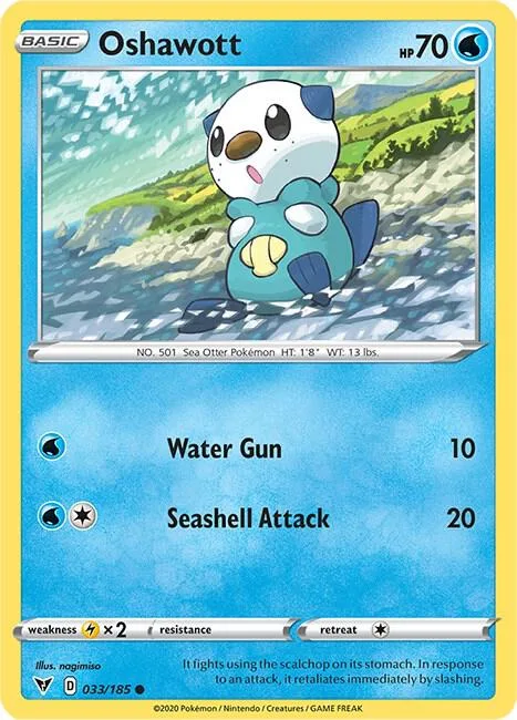 Oshawott #033/185 Reverse Holofoil Pokémon card from Vivid Voltage