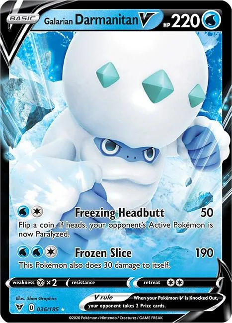 Galarian Darmanitan V #036/185 Holofoil Pokémon card from Vivid Voltage