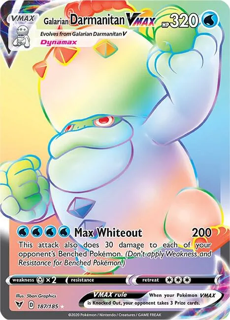 Galarian Darmanitan VMAX Secret Rare #187/185 Holofoil Pokémon card from Vivid Voltage