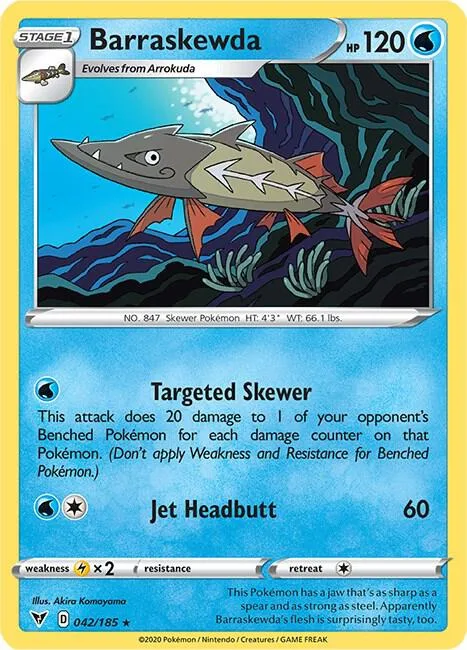 Barraskewda #042/185 Reverse Holofoil Pokémon card from Vivid Voltage