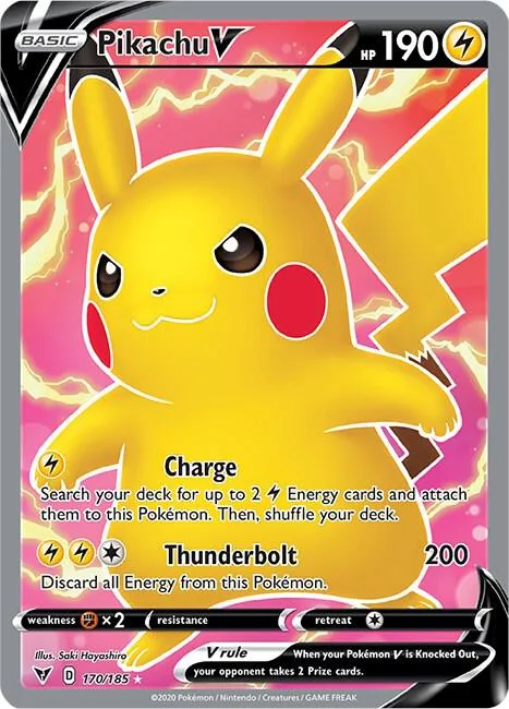 Pikachu V Full Art #170/185 Holofoil Pokémon card from Vivid Voltage