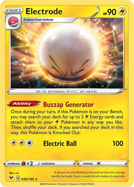 Electrode #046/185 Holofoil Pokémon card from Vivid Voltage