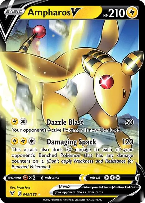 Ampharos V #049/185 Holofoil Pokémon card from Vivid Voltage