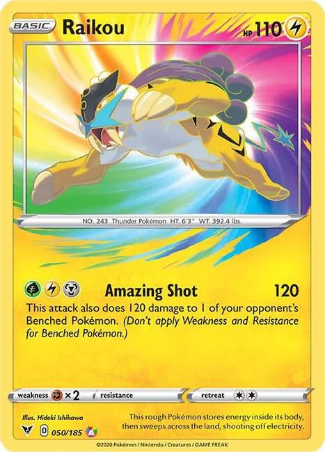 Raikou #050/185 Holofoil Pokémon card from Vivid Voltage