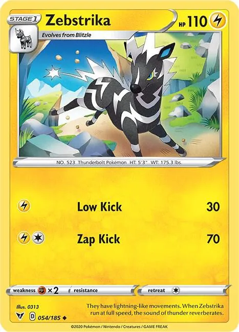 Zebstrika #054/185 Reverse Holofoil Pokémon card from Vivid Voltage