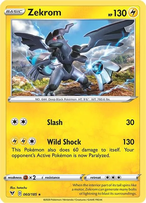 Zekrom #060/185 Reverse Holofoil Pokémon card from Vivid Voltage