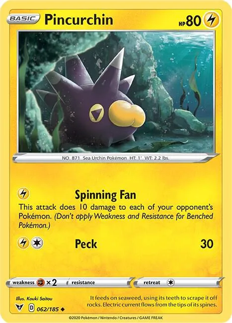 Pincurchin #062/185 Pokémon card from Vivid Voltage