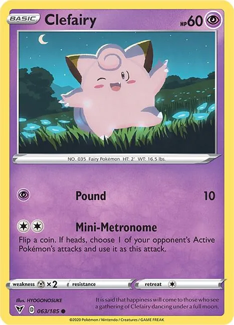 Clefairy #063/185 Reverse Holofoil Pokémon card from Vivid Voltage