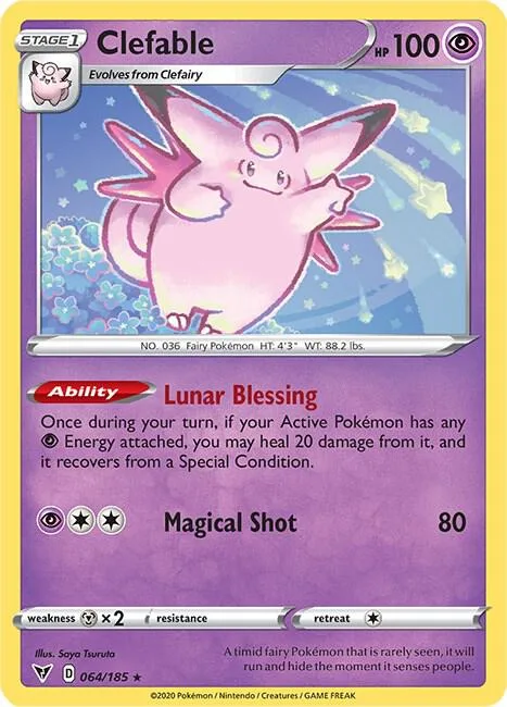 Clefable #064/185 Reverse Holofoil Pokémon card from Vivid Voltage
