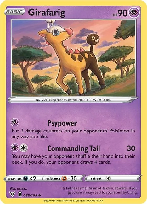 Girafarig #065/185 Pokémon card from Vivid Voltage