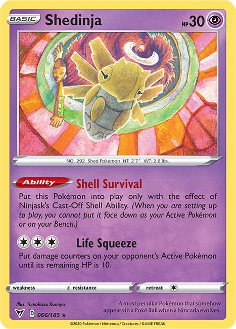 Shedinja #066/185 Reverse Holofoil Pokémon card from Vivid Voltage