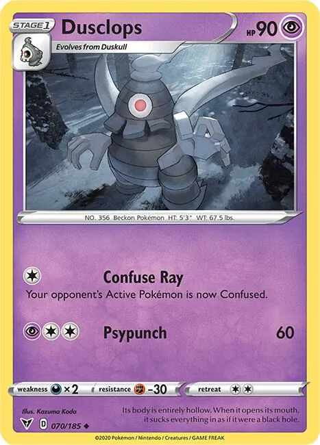 Dusclops #070/185 Reverse Holofoil Pokémon card from Vivid Voltage