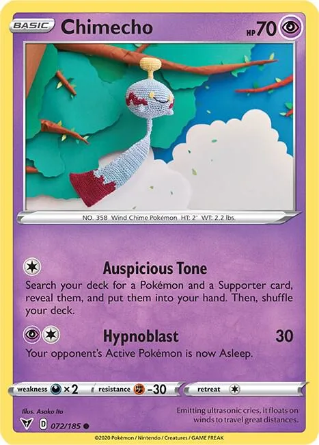 Chimecho #072/185 Pokémon card from Vivid Voltage