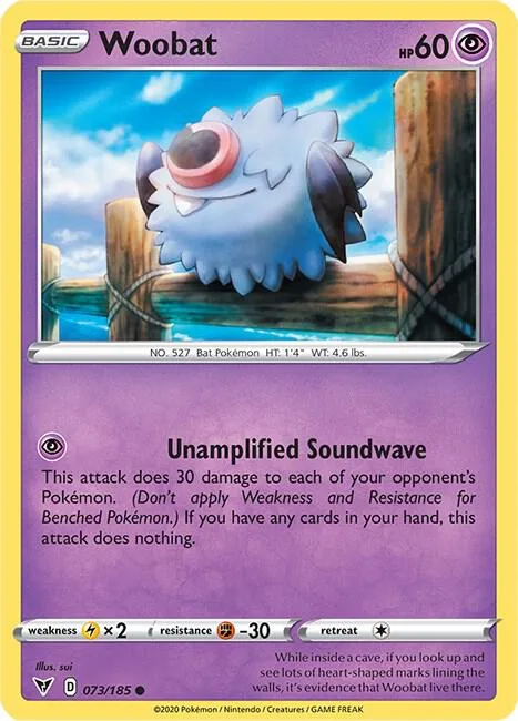 Woobat #073/185 Reverse Holofoil Pokémon card from Vivid Voltage