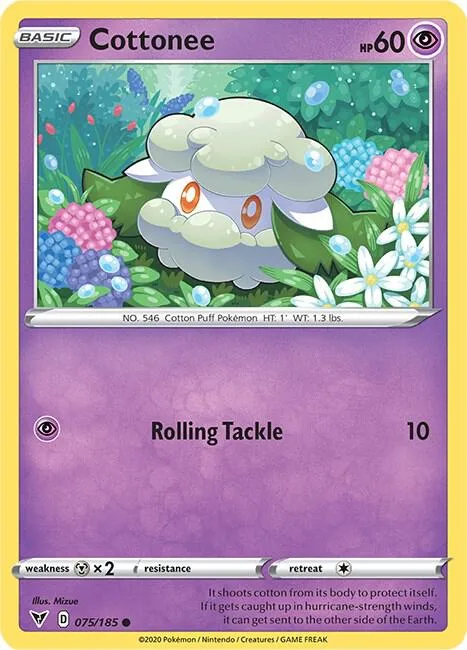 Cottonee #075/185 Reverse Holofoil Pokémon card from Vivid Voltage