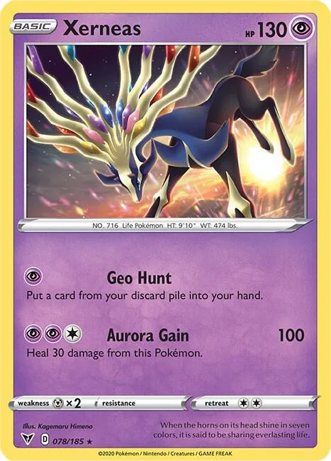 Xerneas #078/185 Holofoil Pokémon card from Vivid Voltage