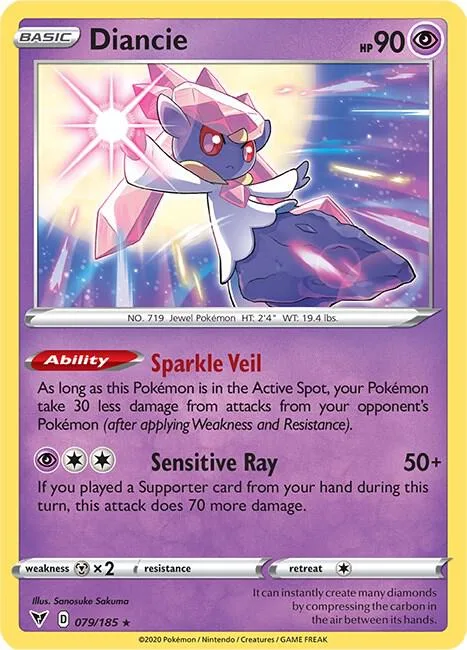 Diancie #079/185 Holofoil Pokémon card from Vivid Voltage