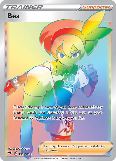Bea Secret Rare #193/185 Holofoil Pokémon card from Vivid Voltage